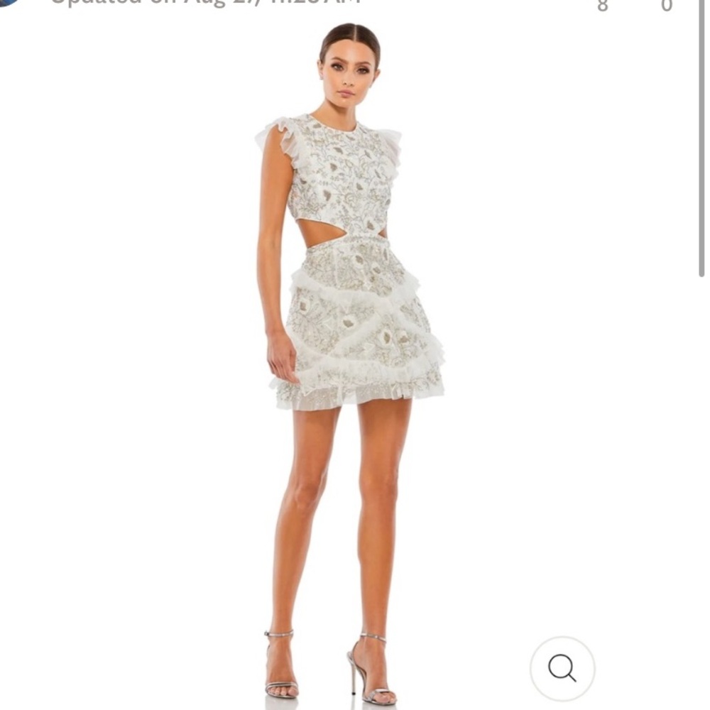 Bridal Mac Duggal White Beaded Dress Size 8